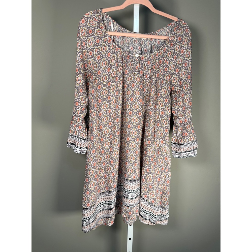 Altar'd State Boho Floral Bell Sleeve Babydoll Mini Dress Bohemian M - Picture 2 of 10